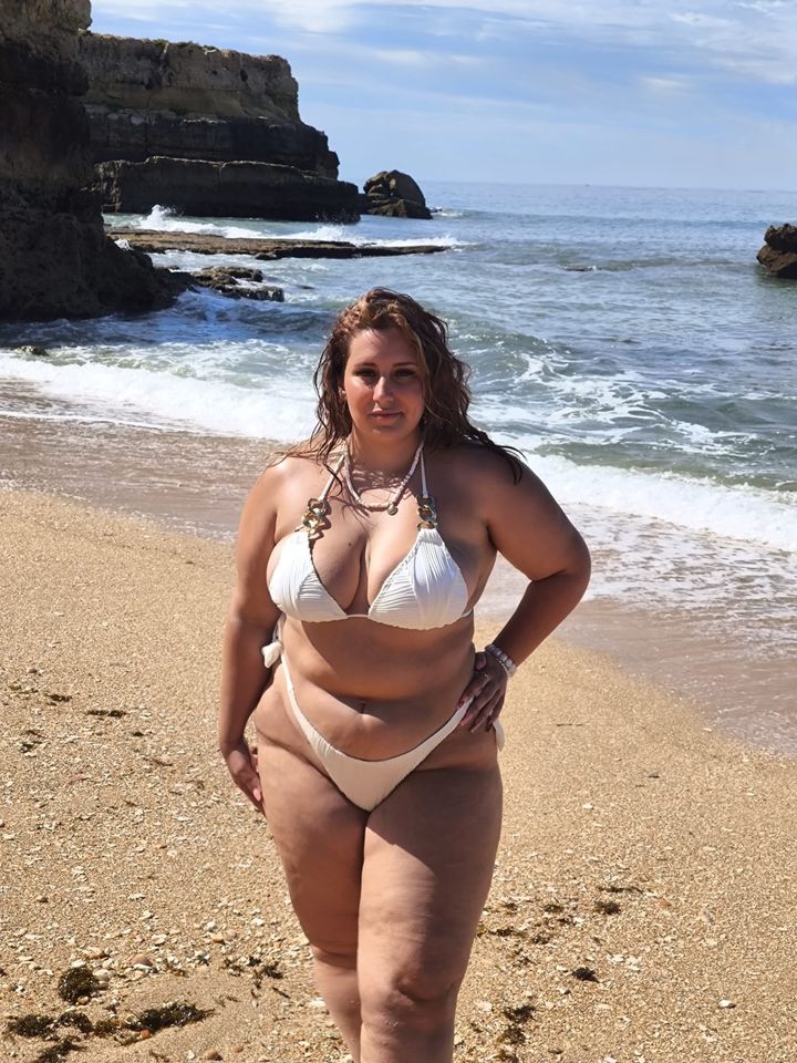 On the beach, body confidence